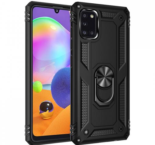 Силиконов гръб TPU Hybrid Magnetic Finger Ring Car Holder за Samsung Galaxy A31 - черен