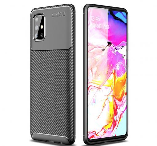 Луксозен силиконов калъф / гръб / TPU Auto Focus за Samsung Galaxy A71 - черен / Carbon