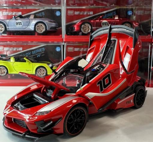 Метална кола с отварящи се врати капаци светлини и звуци Ferrari FXX K Corse Clienti 1:24 — снимка 2