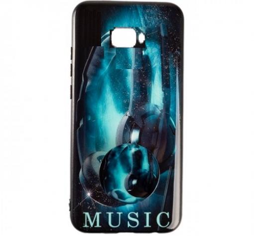 Луксозен силиконов калъф / гръб / TPU с Popsocket за Samsung Galaxy J4 Plus 2018 - Music / синьо и черно