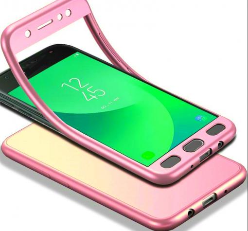 Луксозен силиконов калъф / гръб / TPU 360° за Samsung Galaxy J6 Plus 2018 - Rose Gold / лице и гръб