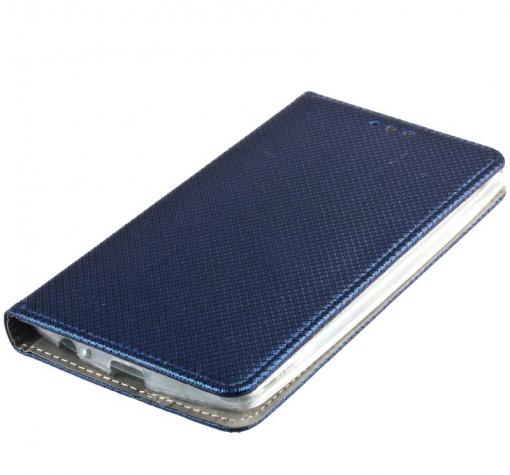 Кожен калъф Magnet Case със стойка за Huawei Y5 2018 - син — снимка 2