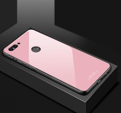 Луксозен стъклен твърд гръб за Huawei P Smart - розов