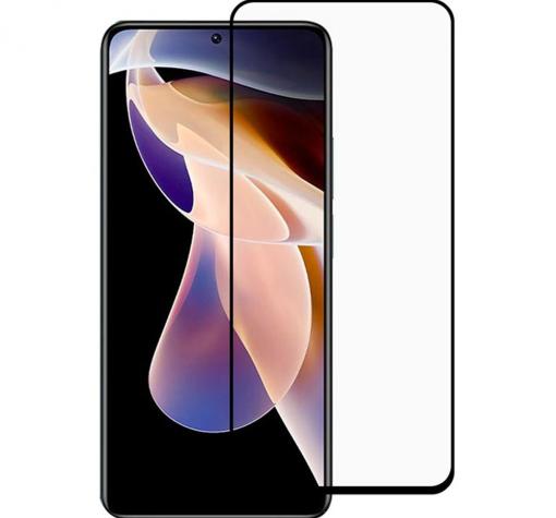 5D full cover Tempered glass Full Glue screen protector Xiaomi Redmi Note 11 5G / Извит стъклен скрийн протектор с лепило от вътрешната страна за Xiaomi Redmi Note 11 5G - черен