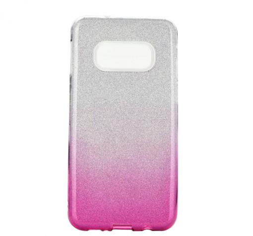 Силиконов калъф / гръб / TPU за Samsung Galaxy S10e - преливащ / сребристо и розово / брокат