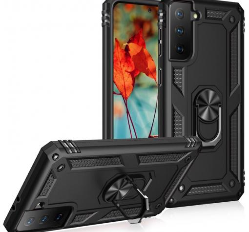 Силиконов гръб Spigen със стойка и магнитно захващане за Samsung Galaxy S21 Plus – черен