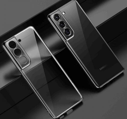 Луксозен силиконов калъф / кейс / TPU за Samsung Galaxy S22 5G - прозрачен / черен кант