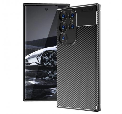 Луксозен силиконов калъф / кейс / TPU Auto Focus за Samsung Galaxy S24 Ultra - черен / Carbon