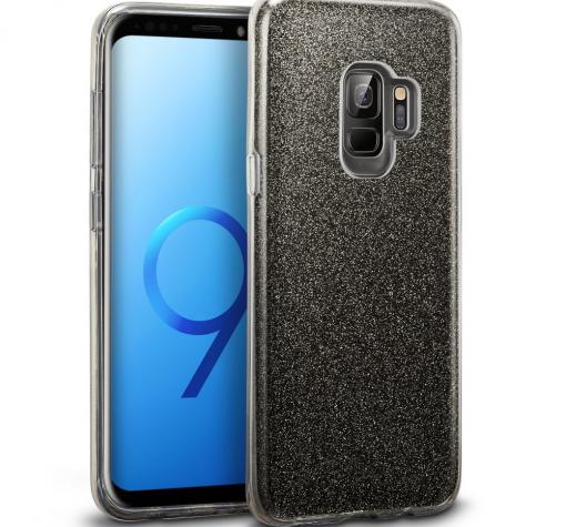 Силиконов калъф / гръб / TPU за Samsung Galaxy S9 G960 - черен / брокат