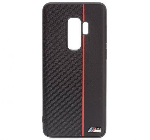 Оригинален кожен твърд гръб BMW за Samsung Galaxy S9 Plus G965 - черен / Carbon
