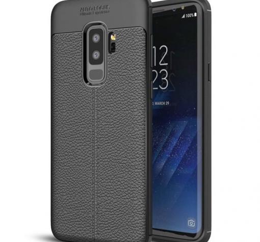 Луксозен силиконов калъф / гръб / TPU Auto Focus 360° + Nano Glass Protector за Samsung Galaxy S9 Plus G965 - черен / имитиращ кожа / лице и гръб