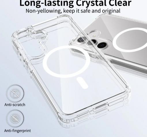 Луксозен гръб / кейс / Crystal Case с безжично зареждане MagSafe за Samsung Galaxy S26 - прозрачен — снимка 2