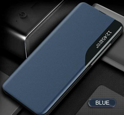 Луксозен калъф Smart View със стойка за Xiaomi Redmi Note 10 4G - тъммносин — снимка 2