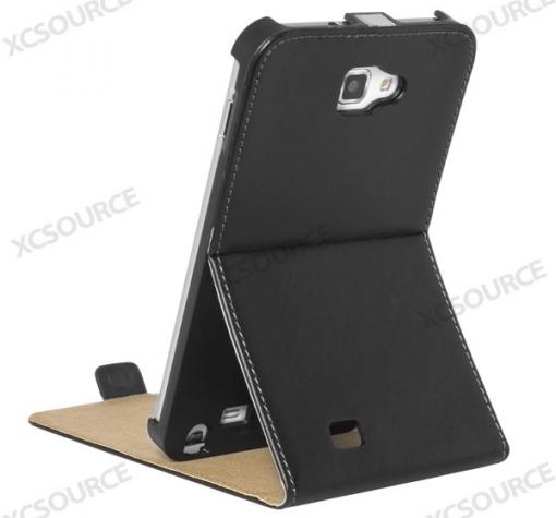 Вертикален кожен калъф със стойка Samsung Galaxy Note II / N7100 - черен — снимка 3
