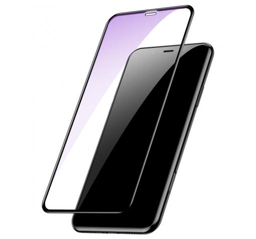 3D full cover Tempered Glass Screen Protector Baseus Anti-blue light за Apple iPhone XR / Извит стъклен скрийн протектор Baseus Anti-blue light за Apple iPhone XR - черен