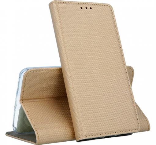 Кожен калъф Magnet Case със стойка за Huawei Y6 2019 - златист