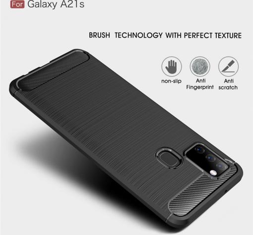 Силиконов калъф / гръб / TPU за Samsung Galaxy A21s - черен / carbon — снимка 3