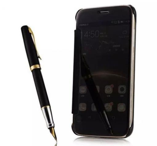 Луксозен калъф Clear View Cover с твърд гръб за Samsung Galaxy A3 2016 A310 - черен — снимка 2