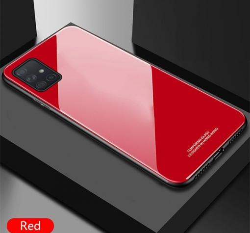 Луксозен стъклен твърд гръб за Samsung Galaxy A41 – червен