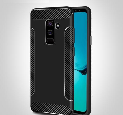 Луксозен силиконов калъф / гръб / TPU за Samsung Galaxy A6 Plus 2018 - черен / carbon