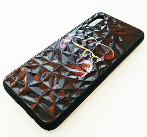 Луксозен твърд гръб 3D за Samsung Galaxy A70 - маймуна / черна призма