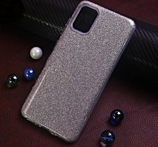 Силиконов калъф / гръб / TPU за Samsung Galaxy A71 - сребрист / брокат