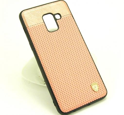 Луксозен кожен твърд гръб AIRBIRD със силиконов кант за Samsung Galaxy A8 2018 A530F - Rose Gold / Grid — снимка 2