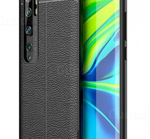 Луксозен силиконов калъф / гръб / TPU за Xiaomi Mi Note 10 Lite - черен / имитиращ кожа