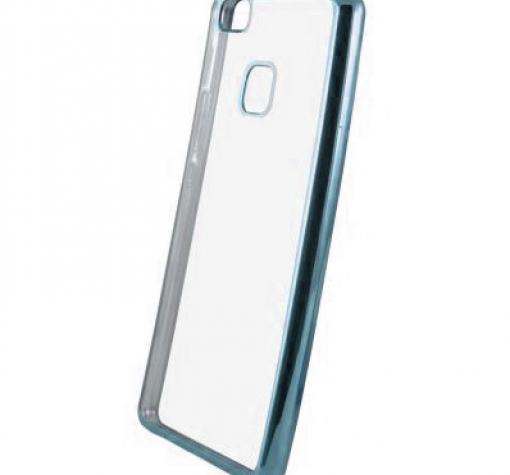 Луксозен силиконов калъф / гръб / TPU за Huawei P9 Lite - прозрачен / синьо зелен кант — снимка 2