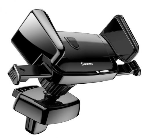 Универсална стойка за кола Baseus Robot Auto Clip Car Mount за Samsung, Apple, Huawei, Lenovo, LG, HTC, Sony, Nokia, ZTE - черна / въртяща се на 360 градуса