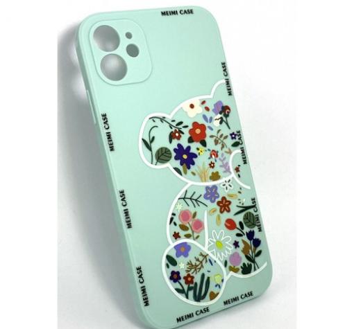 Силиконов калъф / гръб / TPU кейс за iPhone 11 (6.1) - мече с цветя мента