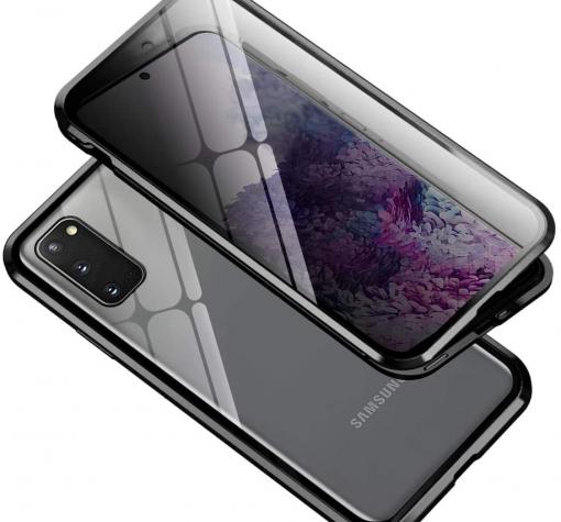 Магнитен калъф Bumper Case 360° FULL за Samsung Galaxy A71 - прозрачен / черна рамка