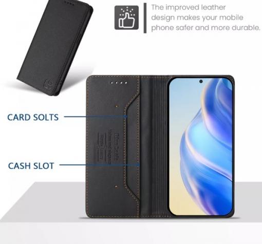 Кожен калъф Flip тефтер Magnetic Book Pro със стойка за Samsung Galaxy A05s - черен — снимка 3