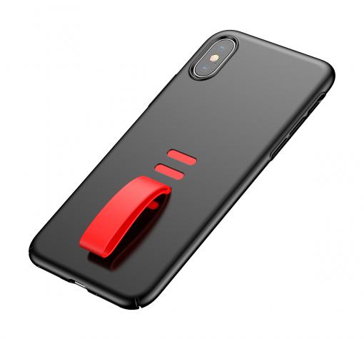 Луксозен гръб Baseus Little Tail Finger Grip Ring Holder за Apple iPhone X / iPhone XS - черен с червено — снимка 2