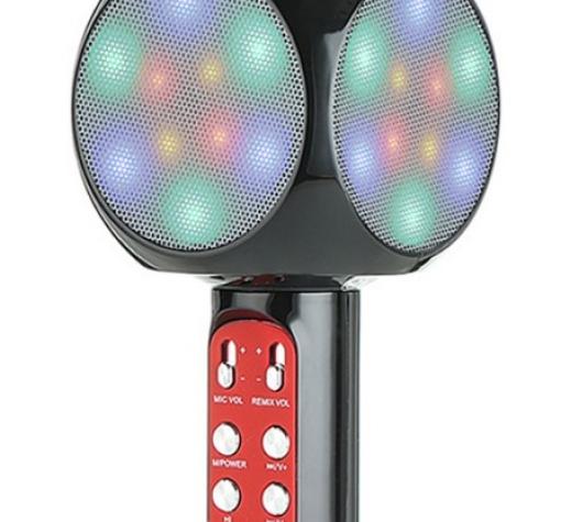 Караоке микрофон с вградени стерео високоговорители / Bluetooth Wireless Microphone Hifi Speaker WS1816 - черен