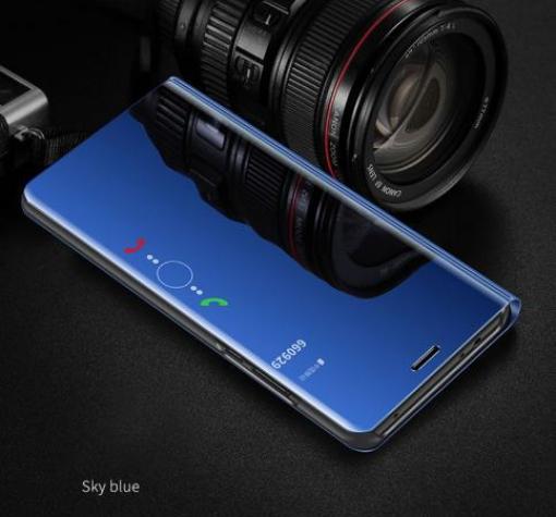 Луксозен калъф Clear View Cover с твърд гръб за Huawei P Smart Z / Y9 Prime 2019 - син