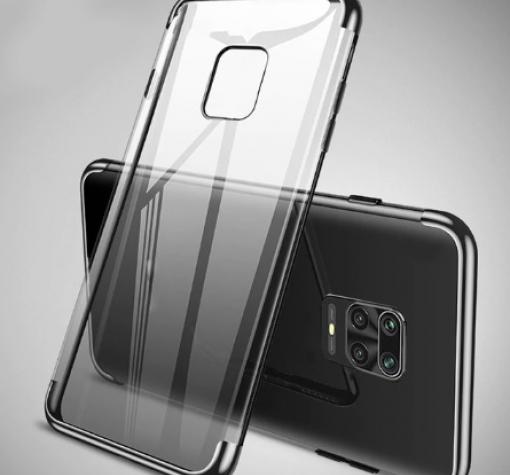 Луксозен силиконов калъф / гръб / TPU за Xiaomi Redmi Note 9S / Note 9 Pro - прозрачен / черен кант