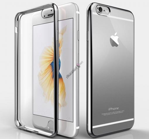 Луксозен силиконов калъф / гръб / TPU за Apple iPhone 7 - прозрачен / сребрист кант