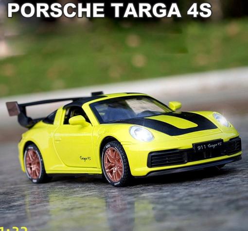 Метална кола Porsche 911 Targa 4S с отварящи се врати капаци светлини и звуци 1:32 — снимка 2