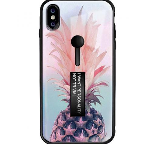 Луксозен гръб с подвижен пръстен/държач за Huawei Mate 20 Pro - ананас