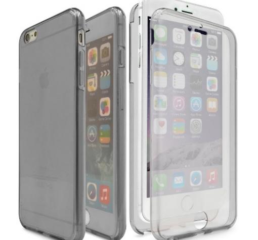 Силиконов калъф / гръб / TPU за Apple iPhone 7 Plus - сив прозрачен / 2 части / лице и гръб
