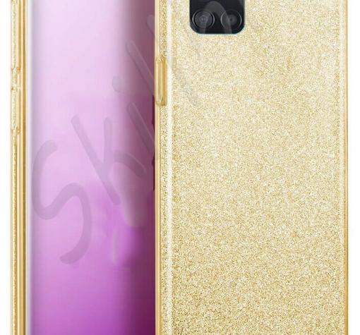 Силиконов калъф / гръб / TPU за Samsung Galaxy A51 - златист / брокат