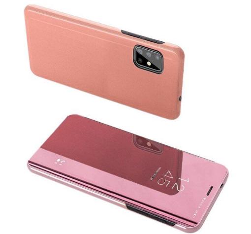Луксозен калъф Clear View Cover с твърд гръб за Samsung Galaxy A01 - Rose Gold — снимка 2