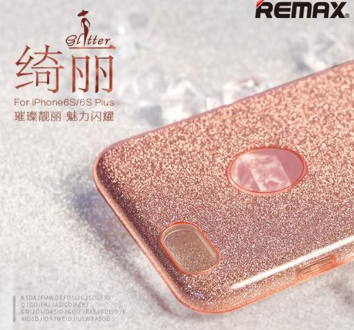 Оригинален гръб REMAX Glitter Series за Apple iPhone 6 / iPhone 6S - розов / брокат — снимка 3