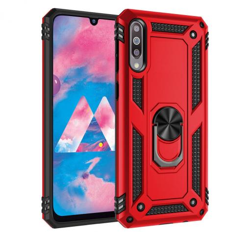 Силиконов гръб Spigen със стойка и магнитно захващане за Apple iPhone X / iPhone XS - червен