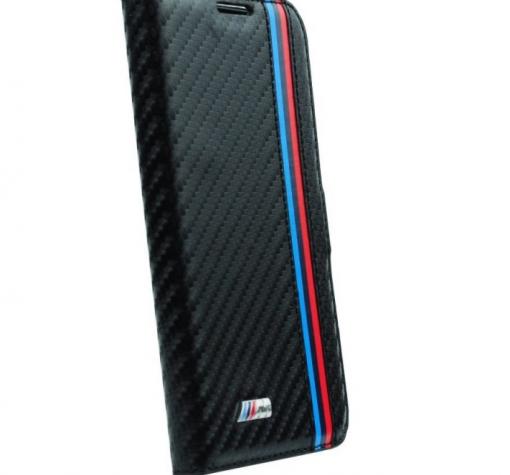 Оригинален кожен калъф Flip тефтер BMW за Apple iPhone 6 4.7" - черен / Carbon — снимка 2