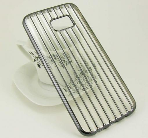 Силиконов калъф / гръб / TPU 3D за Samsung Galaxy S7 Edge G935 - прозрачен / тъмно сив кант — снимка 2