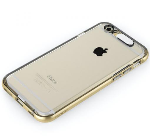Оригинален гръб ROCK Light Tube Case за Apple iPhone 6 / iPhone 6S - прозрачен със златист кант — снимка 3
