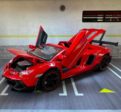 Метална кола с отварящи се врати капаци светлини и звуци Lamborghini Aventador LP700-4 1:32 — снимка 2