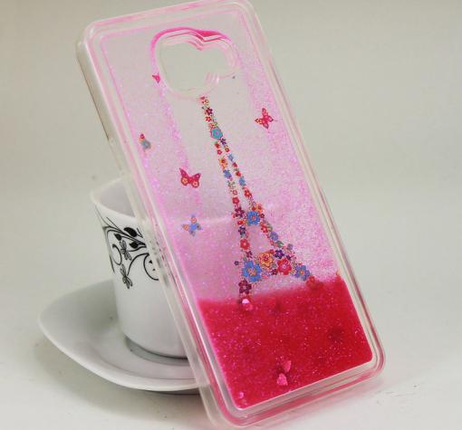Силиконов калъф / гръб / TPU 3D за Samsung Galaxy A3 2016 A310 - Айфелова кула / цветя и пеперуди / розов брокат